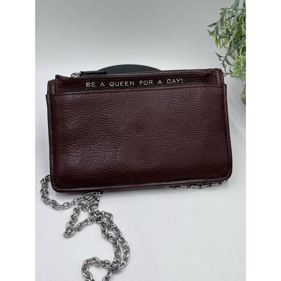My Flat In London Brown Crossbody Metal Chain Bow Wallet Clutch 48 Charles St - Picture 9 of 12